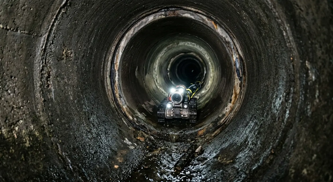 Robotic sewer camera inspecting pipe interior for Sewer Line Cleaning in Parkland
